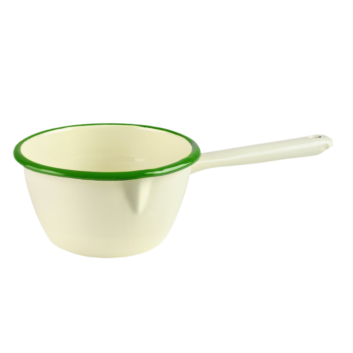 Ibili cream and green enamel saucepan