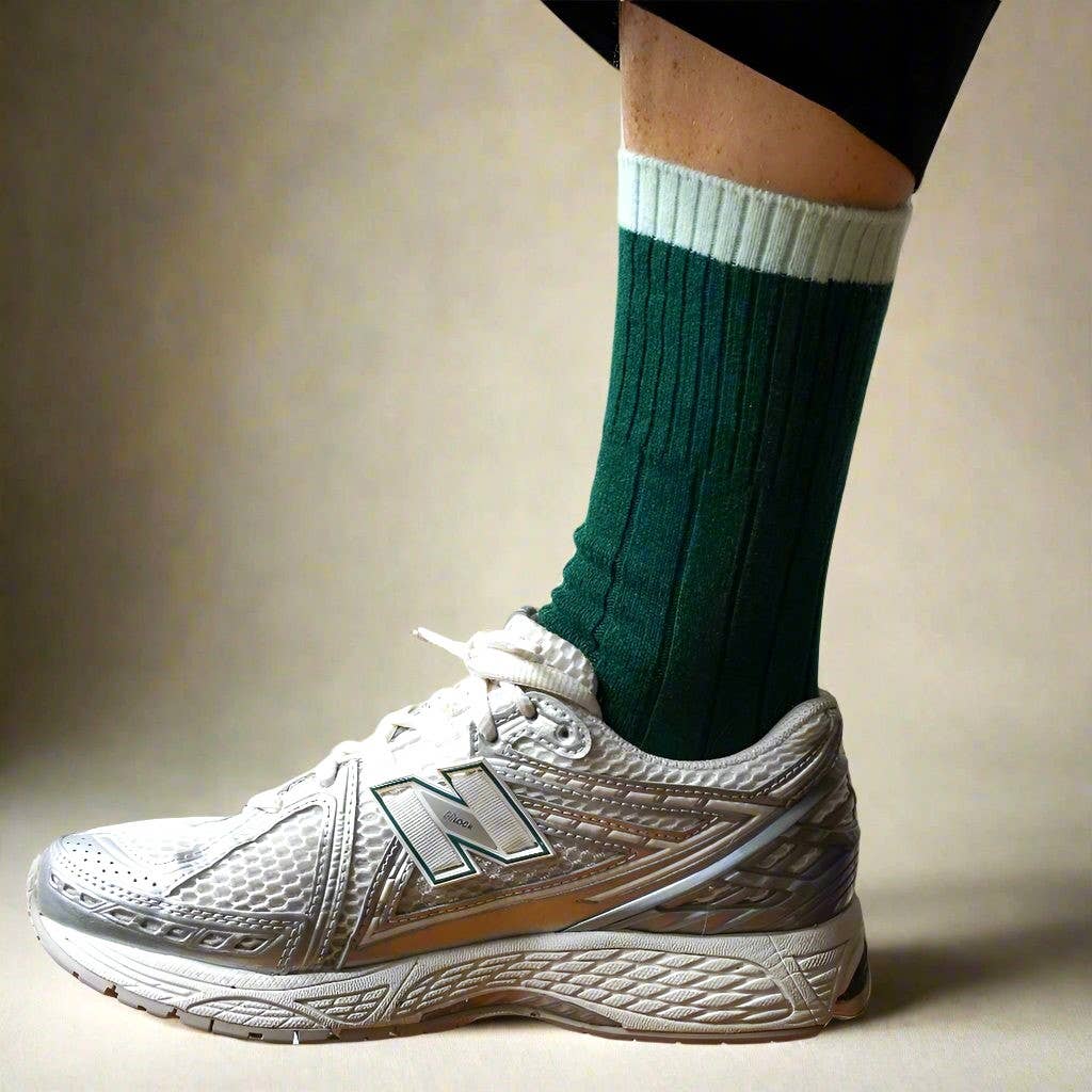 Merino Wool Contrast Socks-Green & Mint