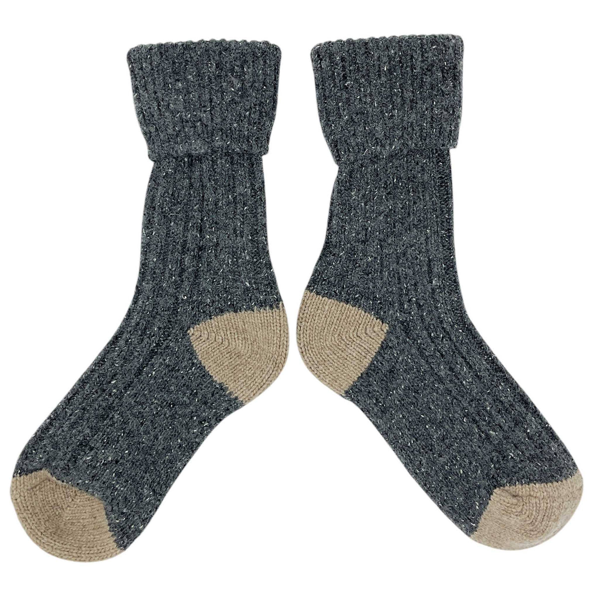 Recycled Lambswool & Silk Ribbed Socks (+colours)