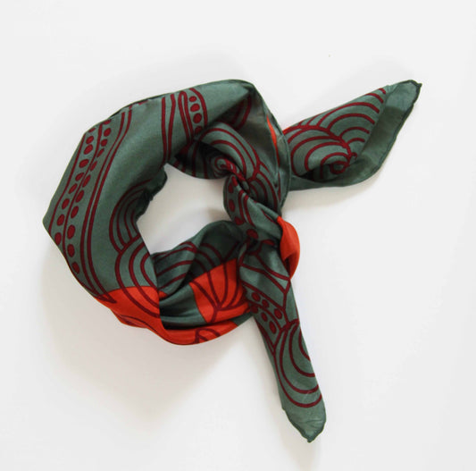 Mandalay Khaki - Mini Square Silk Scarf