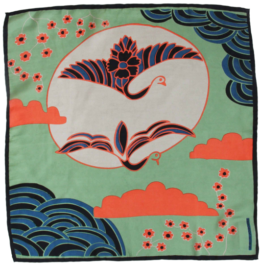 Agami Mint & Coral - Mini Square Silk Scarf