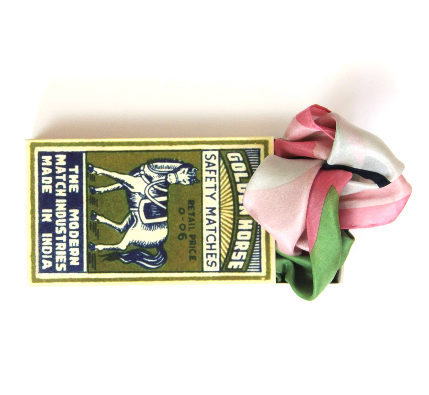 Vivaro Khaki & Pink Mini Square Silk Scarf