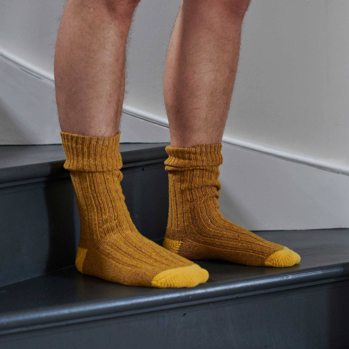 Recycled Lambswool & Silk Ribbed Socks (+colours)