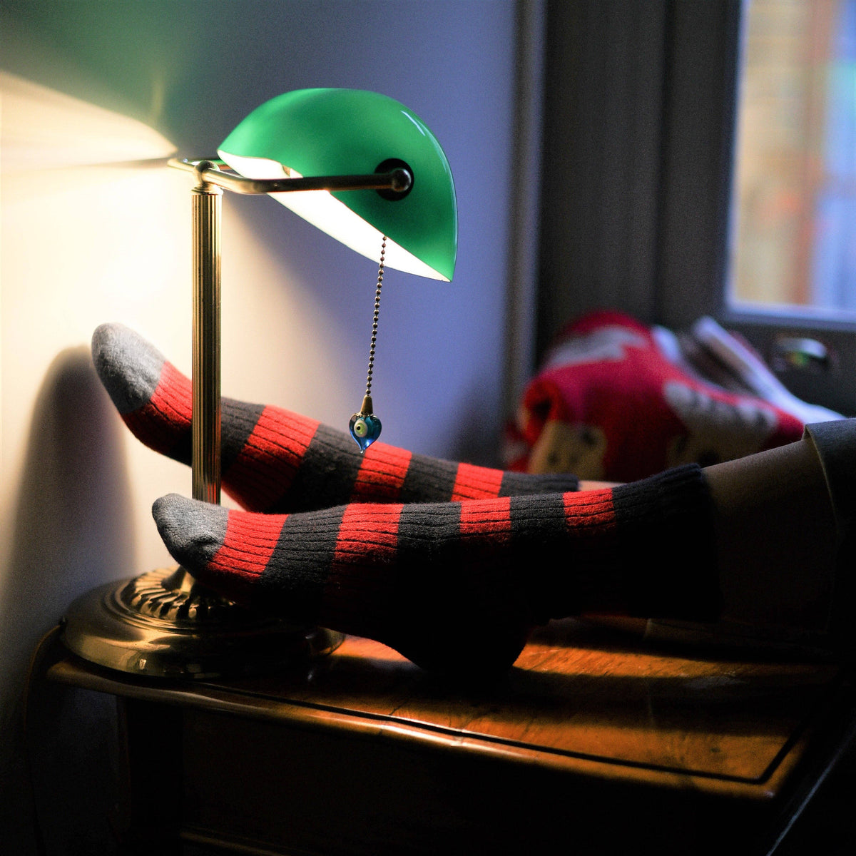 Merino Wool Stripe Socks - Black & Red