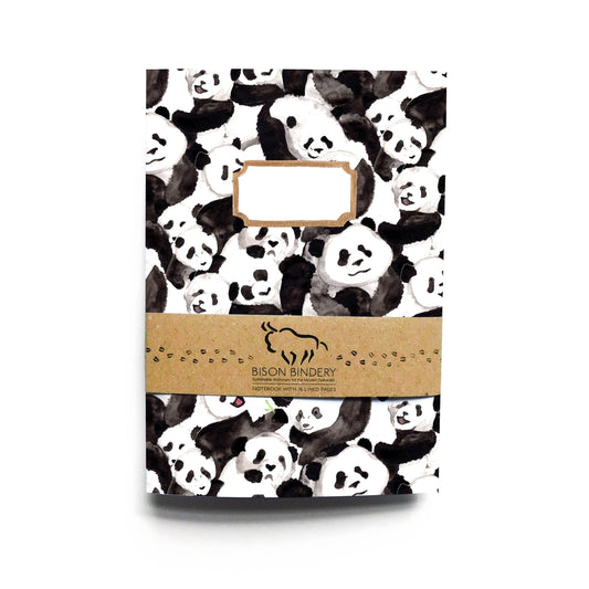 hand painted panda eco notebook with branded kraft paper ribbon