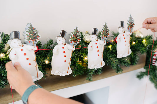 Decorative paper snowman paper garland