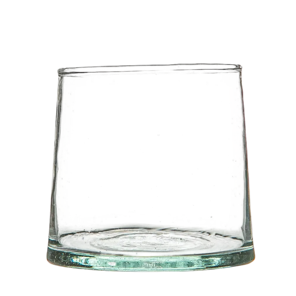 Small recycled Moroccan glass tumbler, hand-blown in Marrakesh