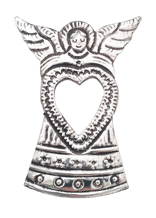 Mexican Tin Milagros - Small Tin Angel Mirror