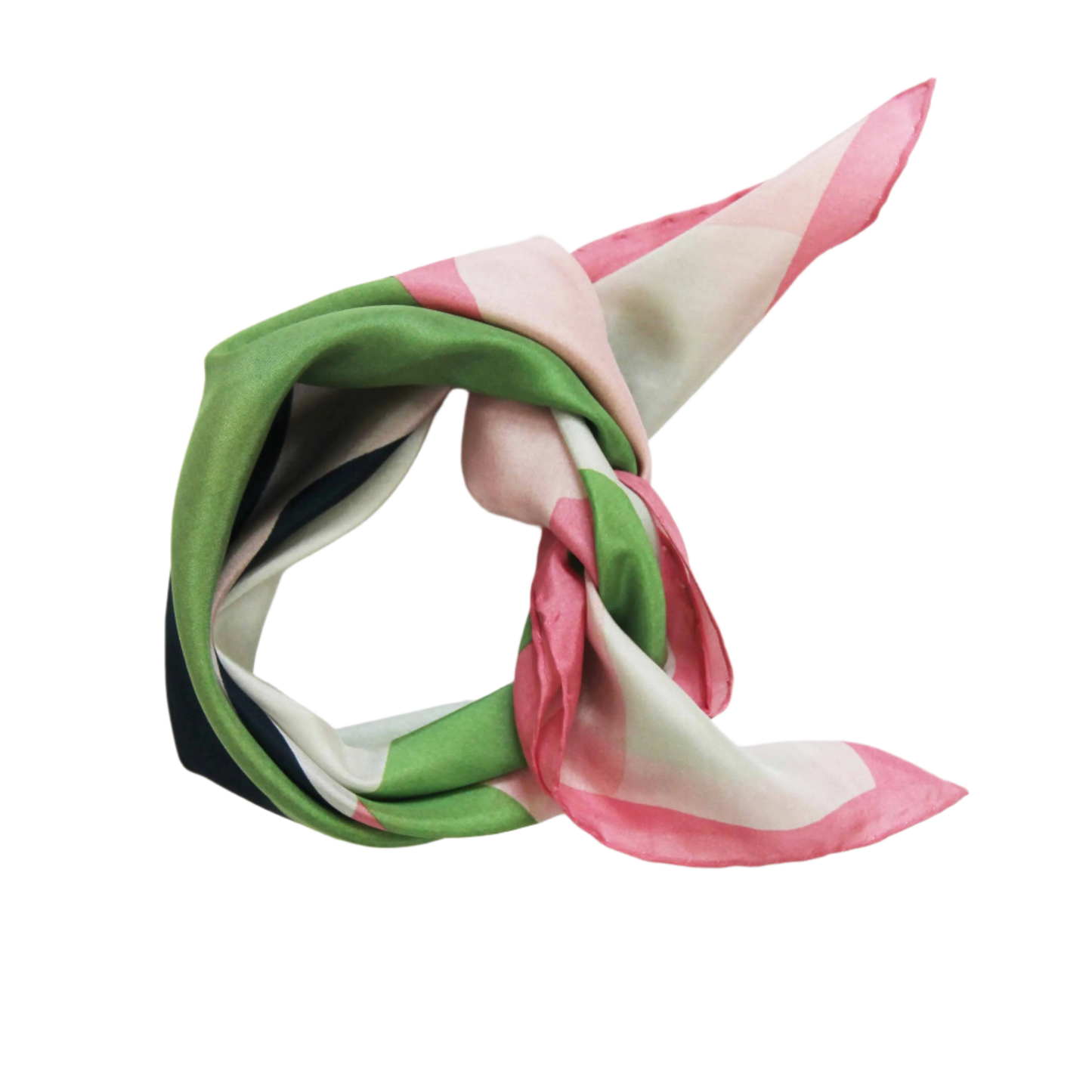 Vivaro Khaki & Pink Mini Square Silk Scarf