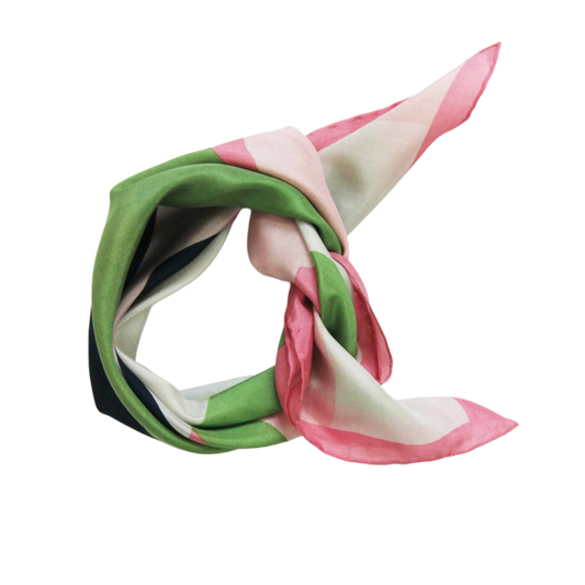 Vivaro Khaki & Pink - Mini Square Silk Scarf