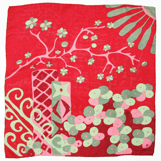 Mini Silk Scarf - Red Sakura