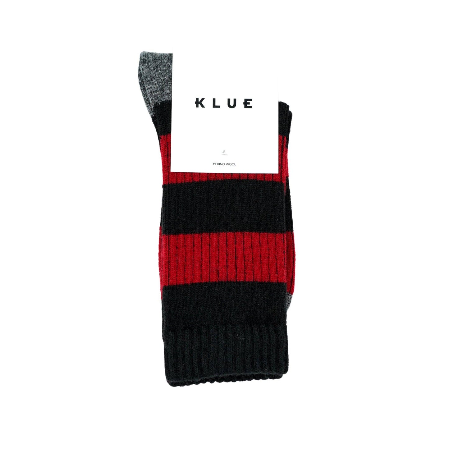 KLUE Merino Wool Strip Socks - Black & Red