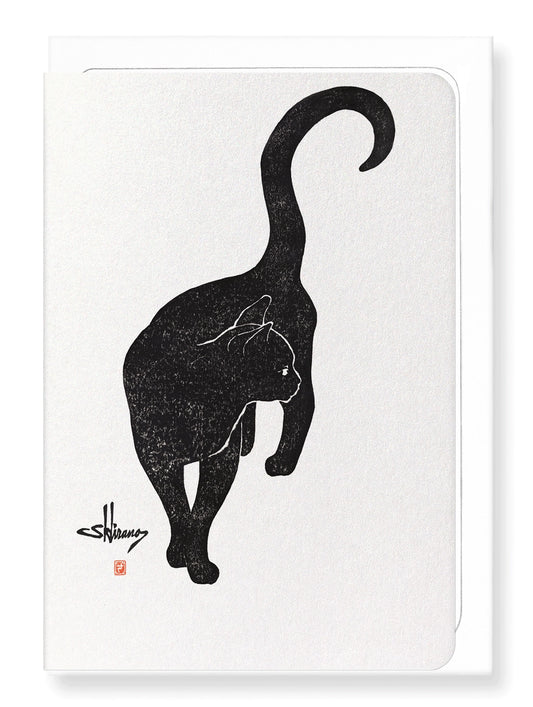 Black Cat Japanese Greetings Card