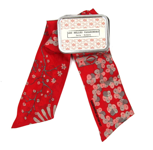 Masami Red Silk Skinny Scarf