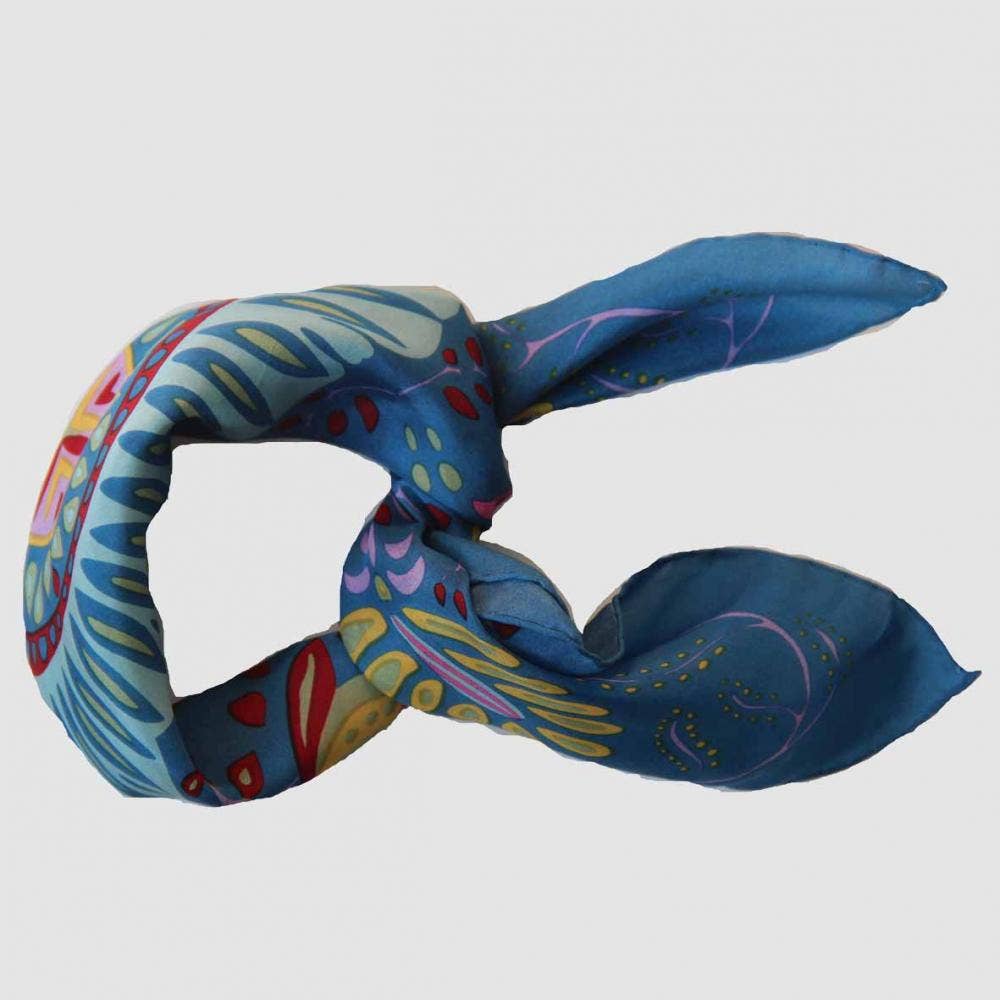blue silk square necktie