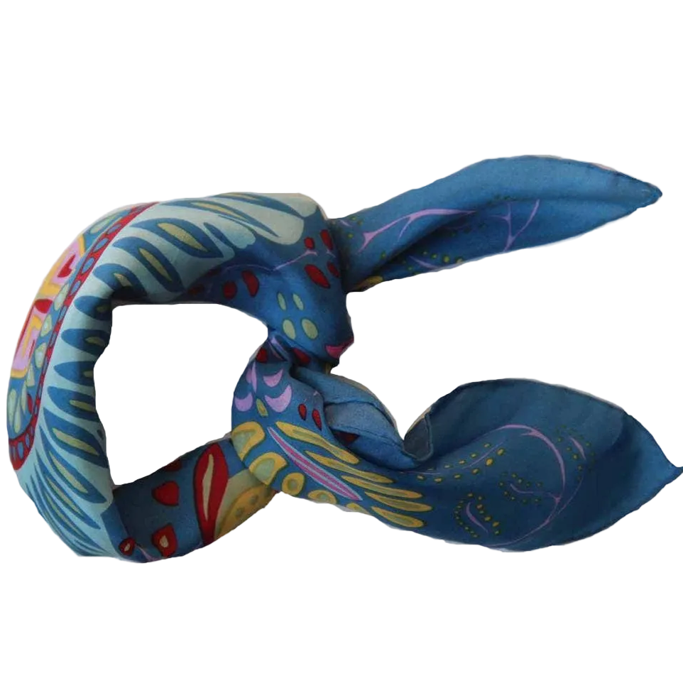 Les Belles Vagabondes Marushka blue mini silk scarf