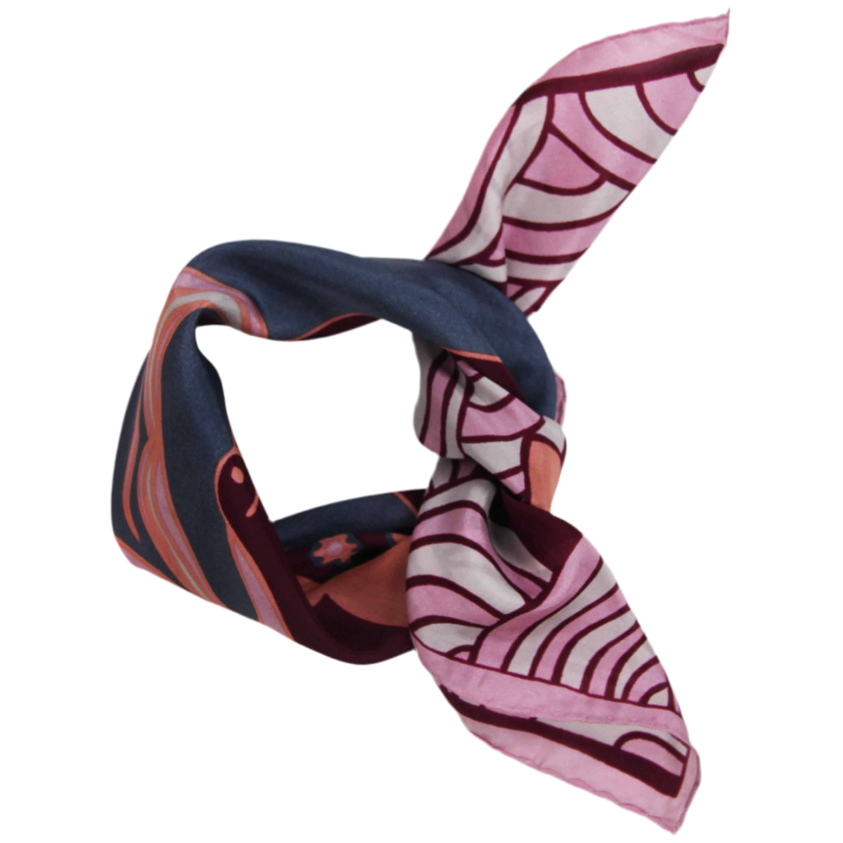 Agami bordeaux and pink mini silk scarf by Les Belles Vagabondes