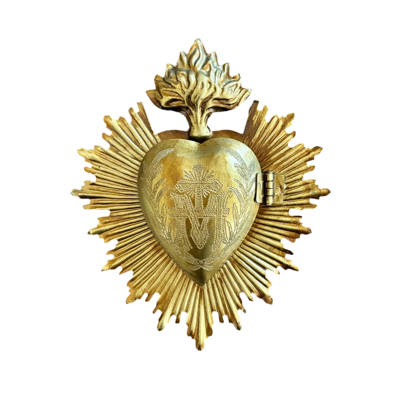 Flaming Sacred Heart Milagros Locket Hanging Ornament
