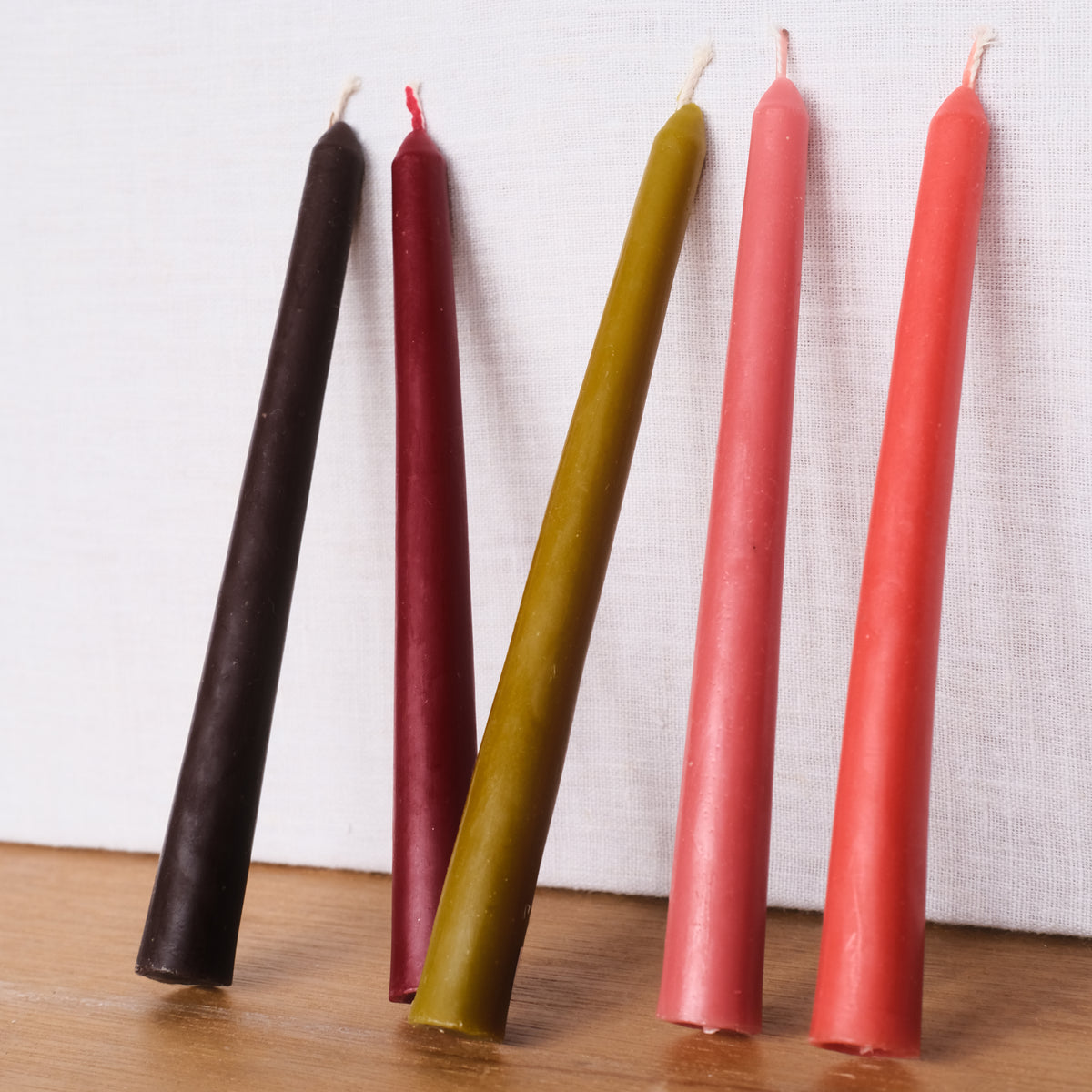 Natural Dye Coloured Beeswax Dinner Candles