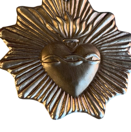 Flaming Heart Tin Milagros Ex Voto Ornament