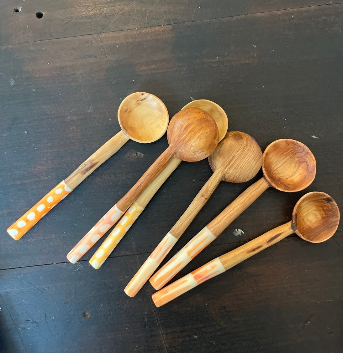 Olive Wood Batik Condiment Spoon