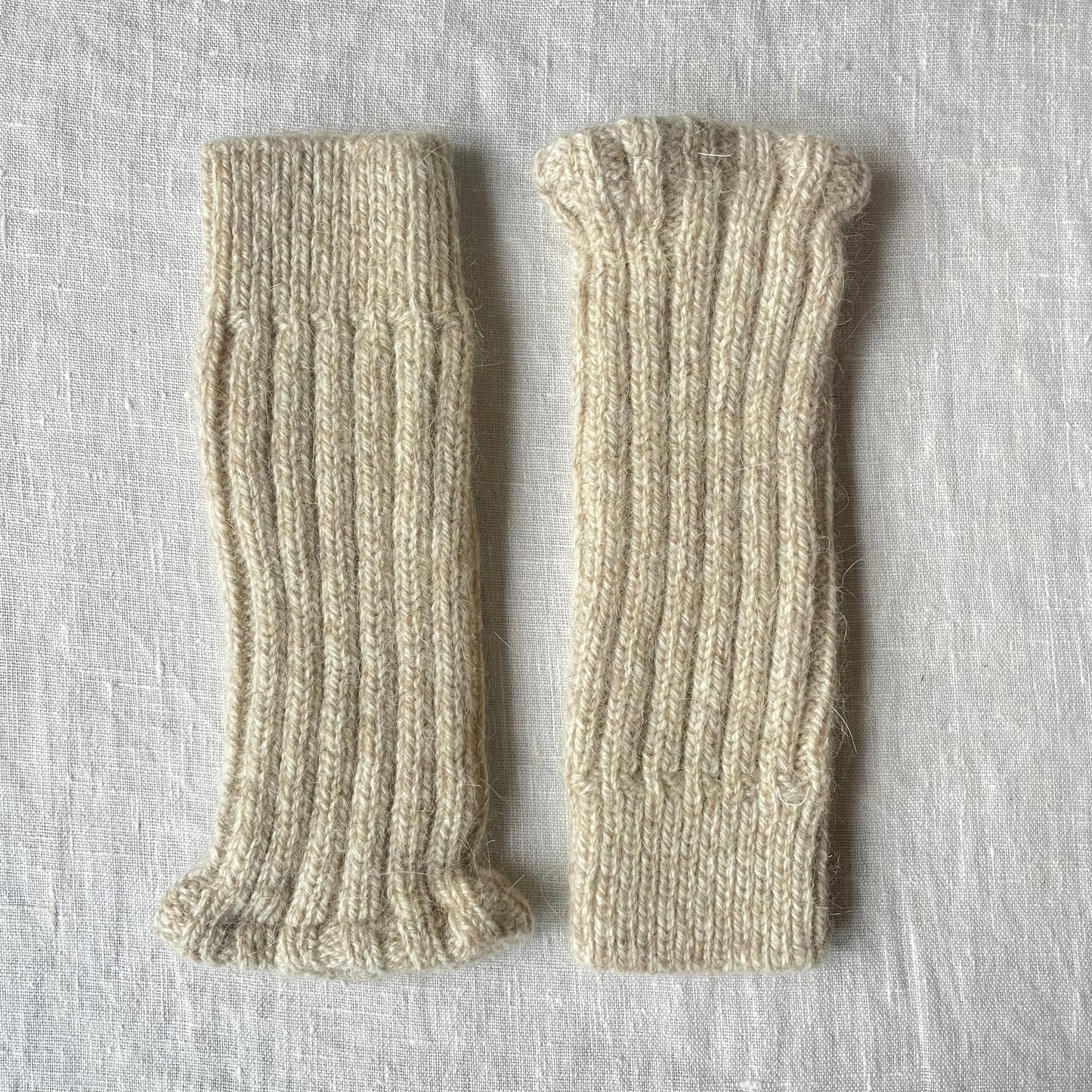 Natural Wool Fingerless Gloves/ Hand Warmers - 65% Wool, 35% alpaca