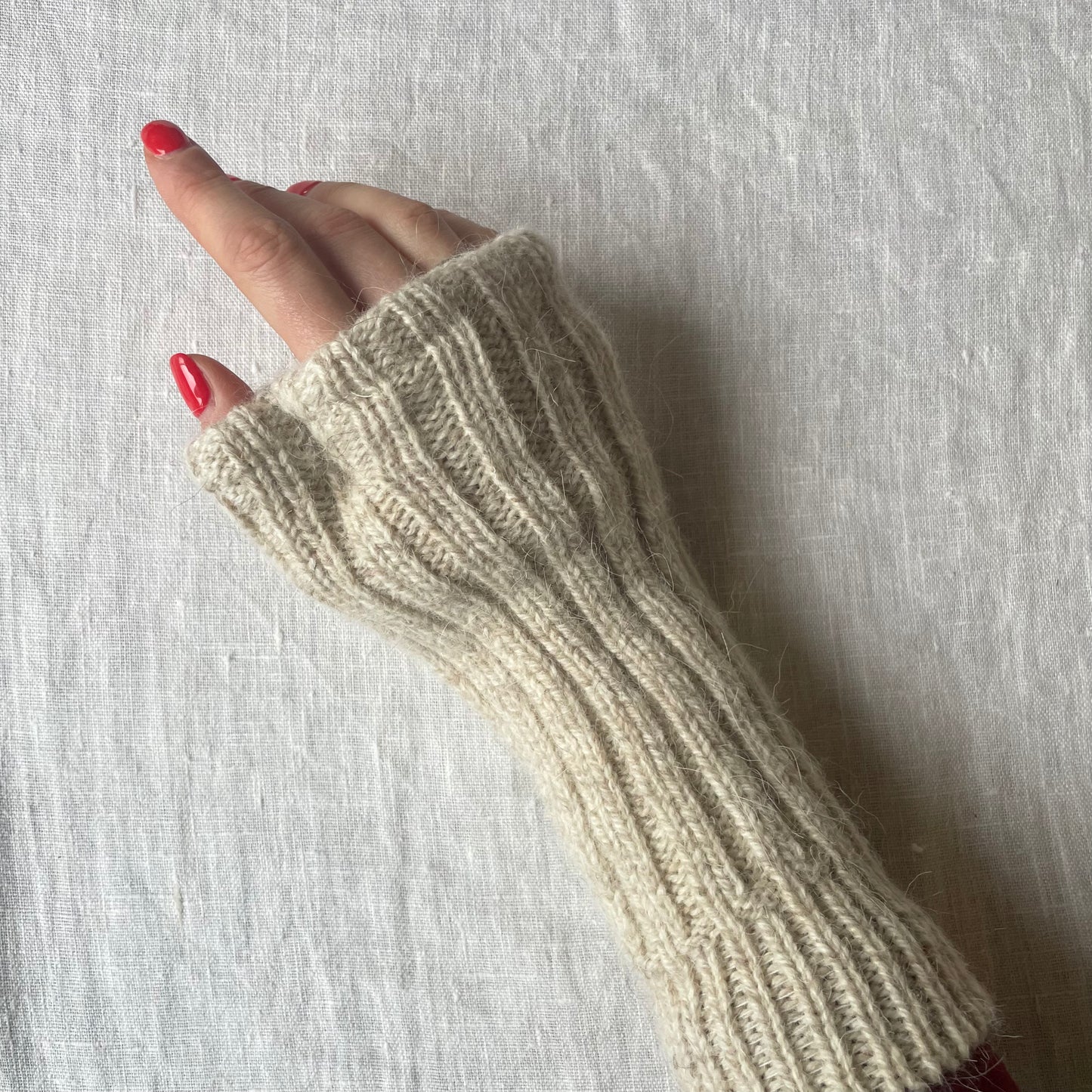 Natural Wool Fingerless Gloves/ Hand Warmers - 65% Wool, 35% alpaca