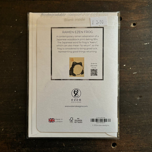 Ramen Hoji Frog Japanese Greetings Card