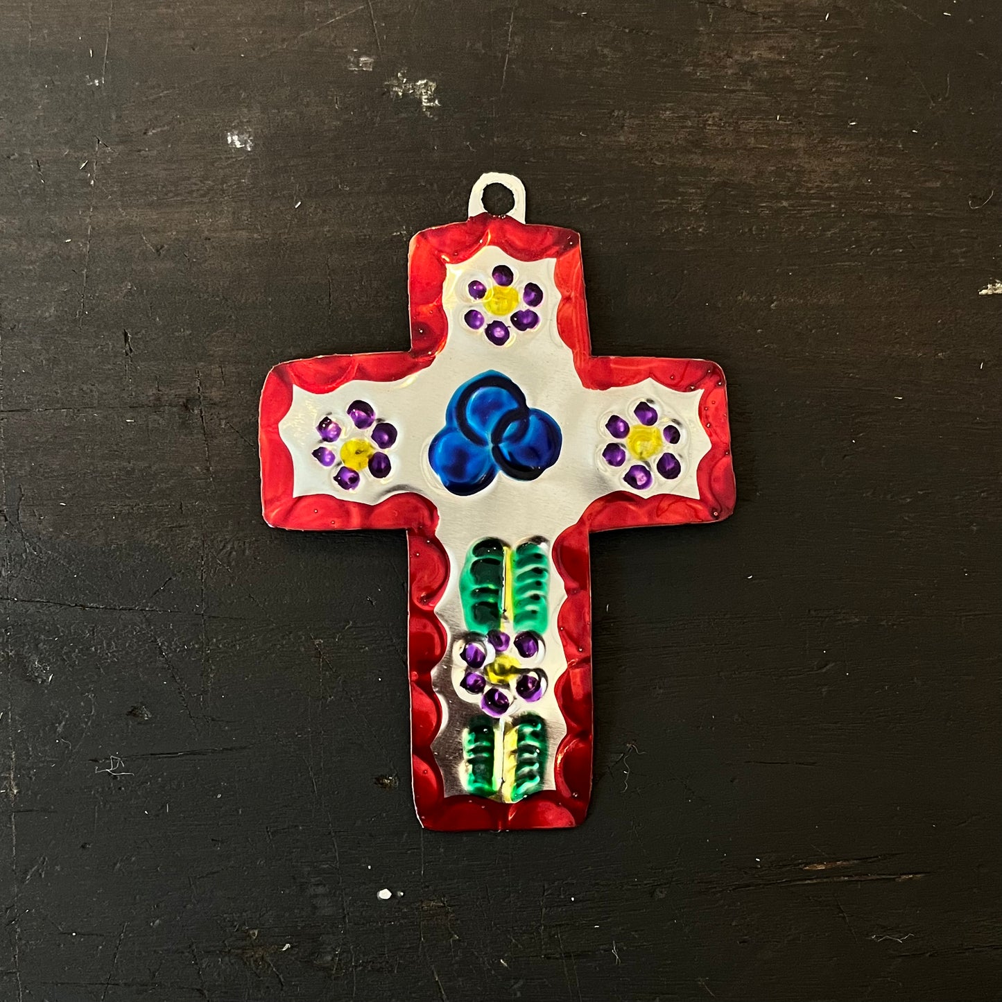 Mexican Tin Ex Voto Milagros - Cross