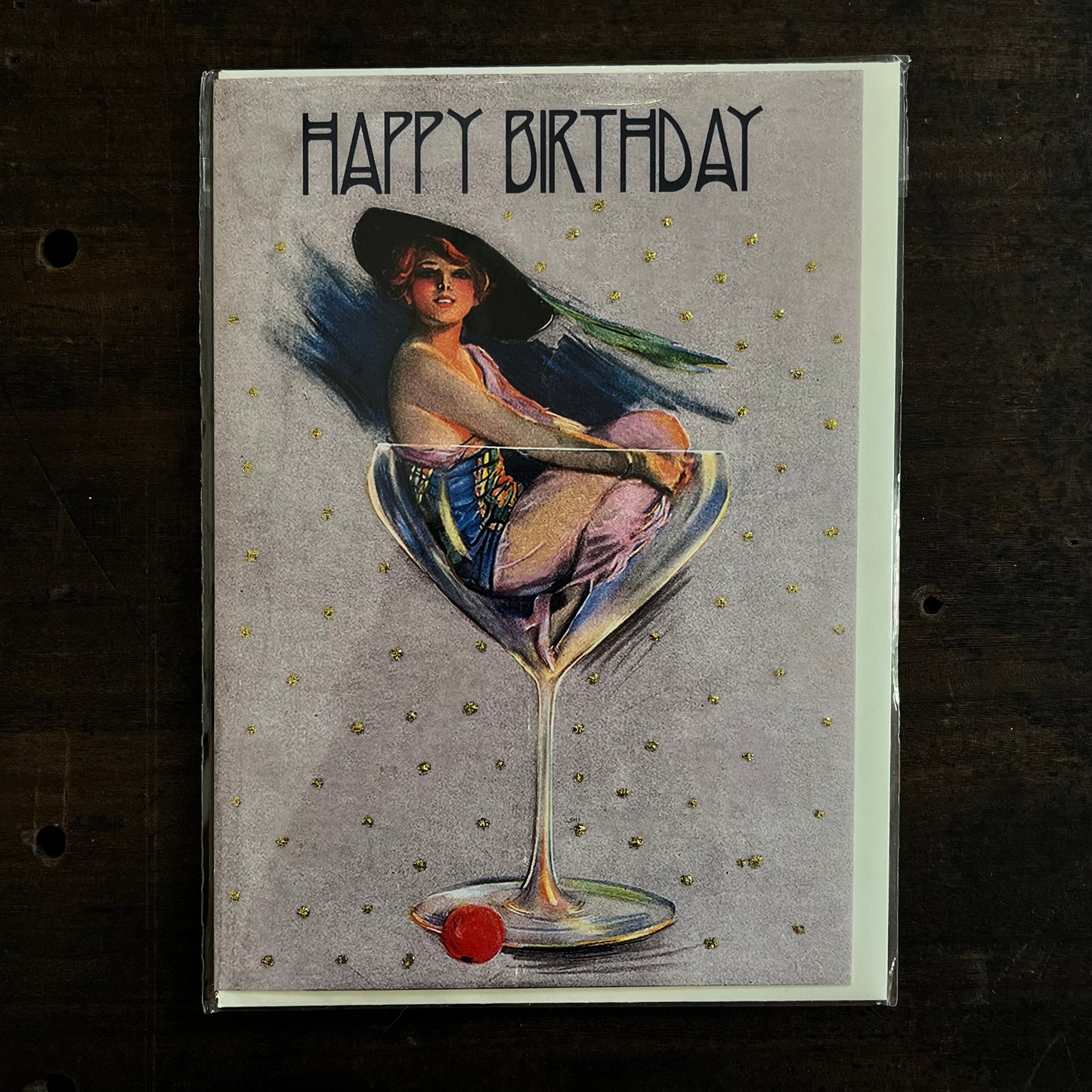 Glittered Cocktail Birthday Card