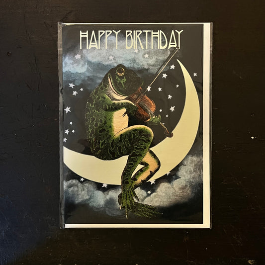 The Frog On The Moon Birthday Card