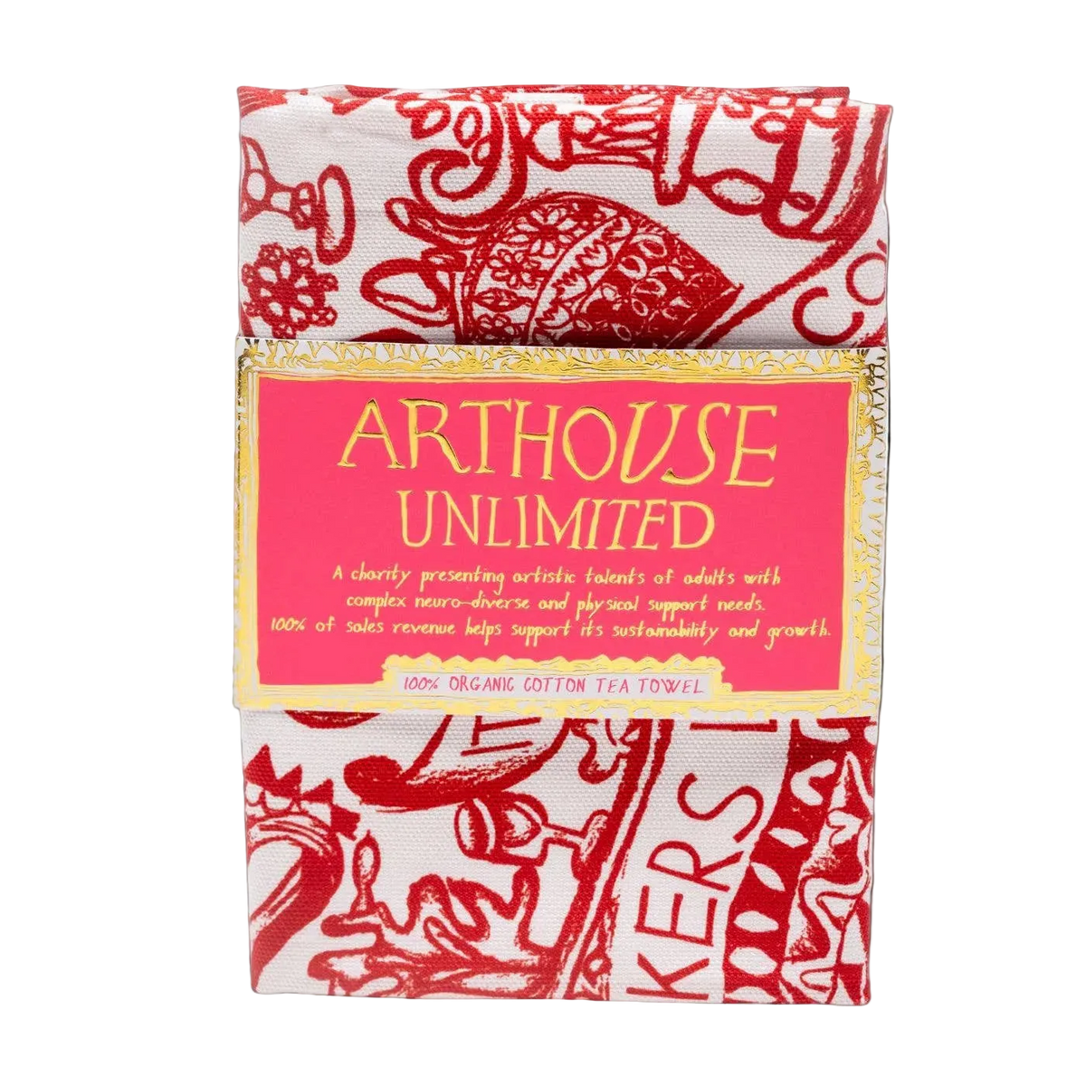 arty valentines tea towel
