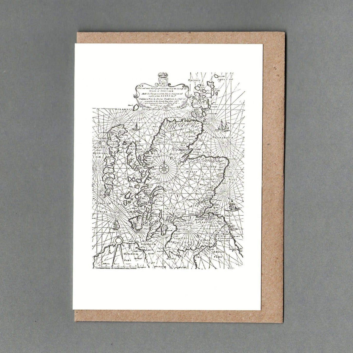Scotia Scotland Map Letterpress Greeting Card