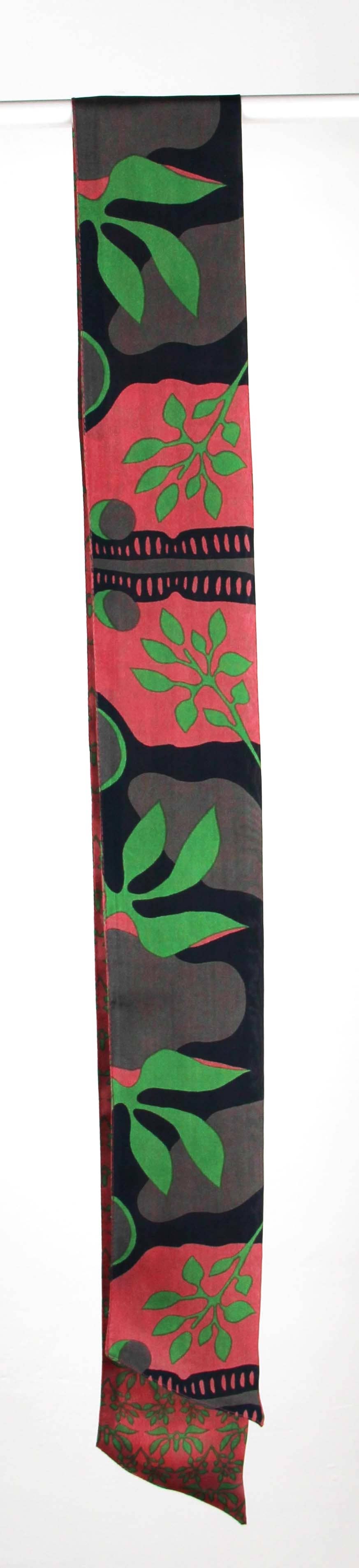 Green Ivy Silk Skinny Scarf