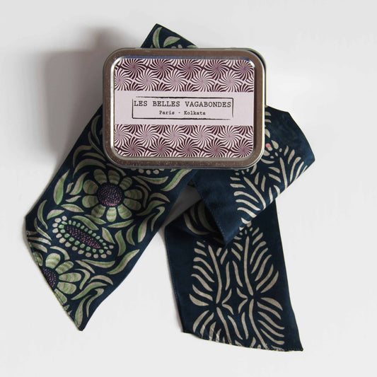 100%Silk, Hand Drawn Headband/Neck Tie