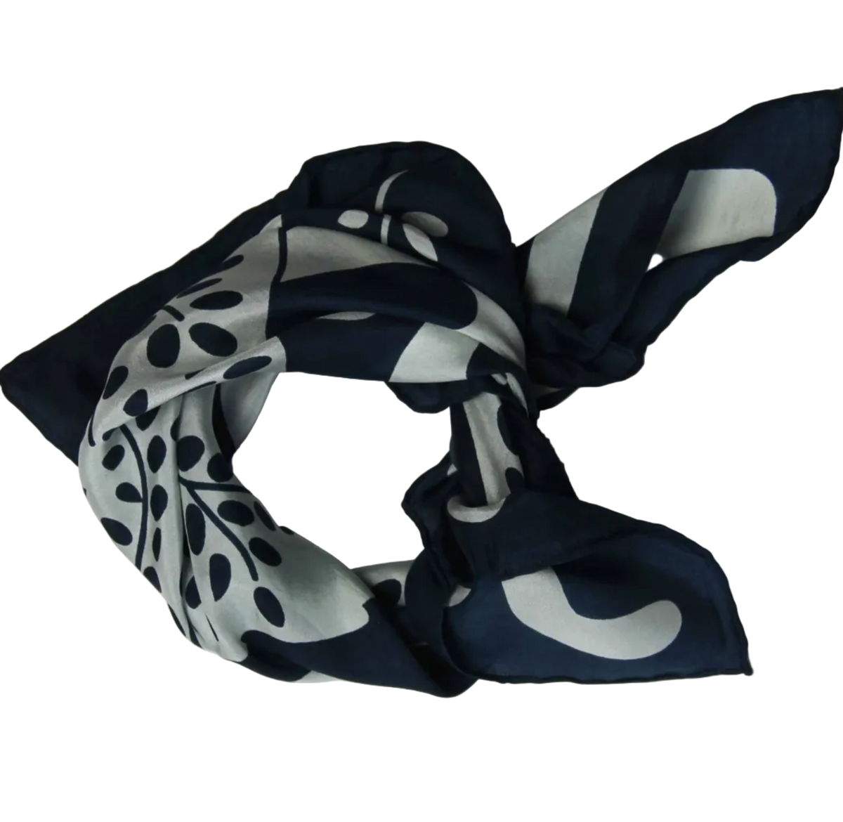 Les Belles Vagabondes Peace and Love silk scarf in marine navy