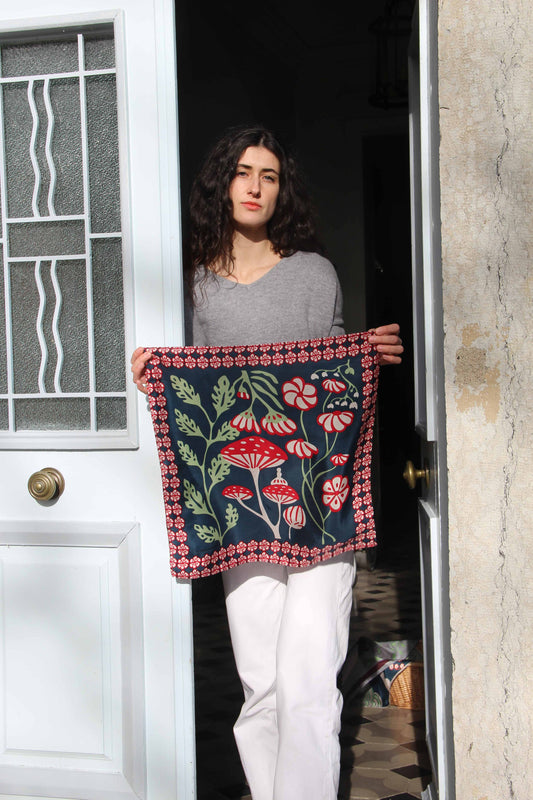 Alice Marine Navy - Mini Square Silk Scarf