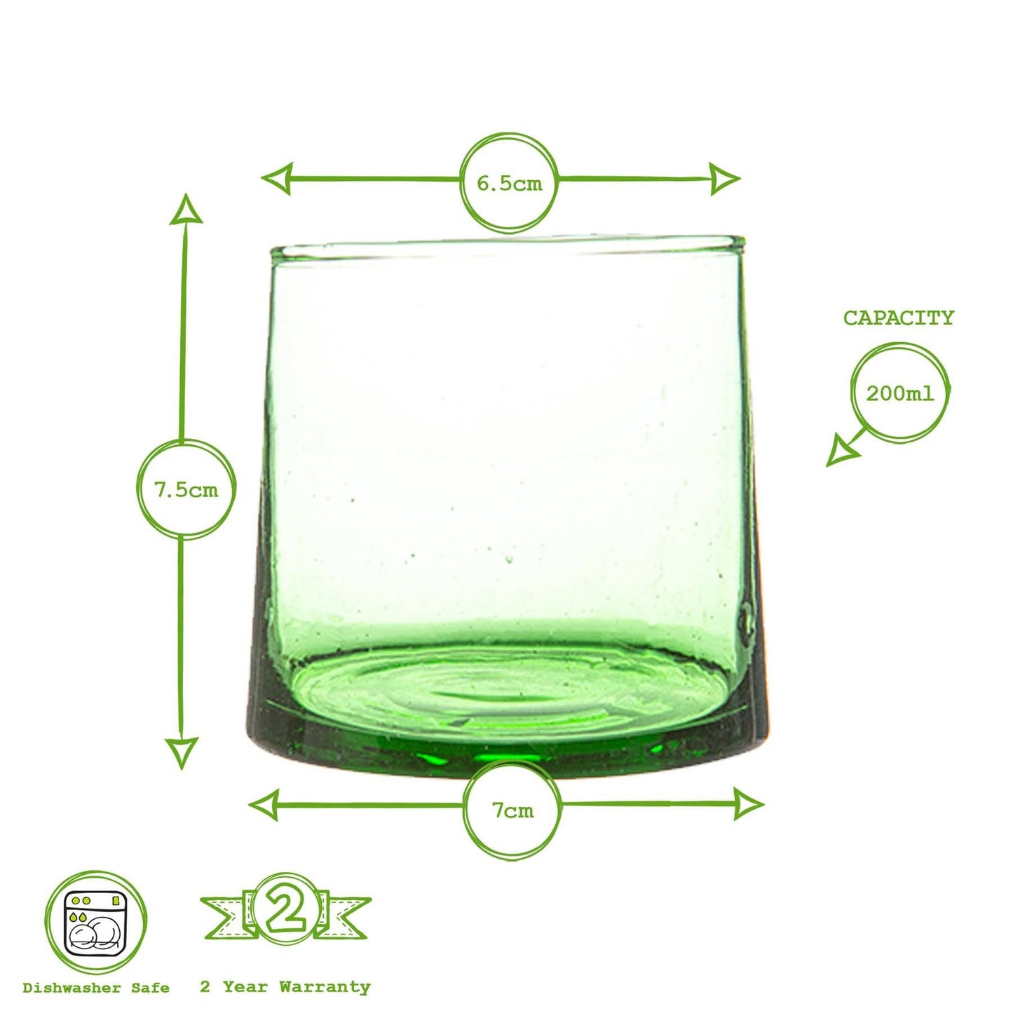 Recycled Tumbler Glass 200ml Green
