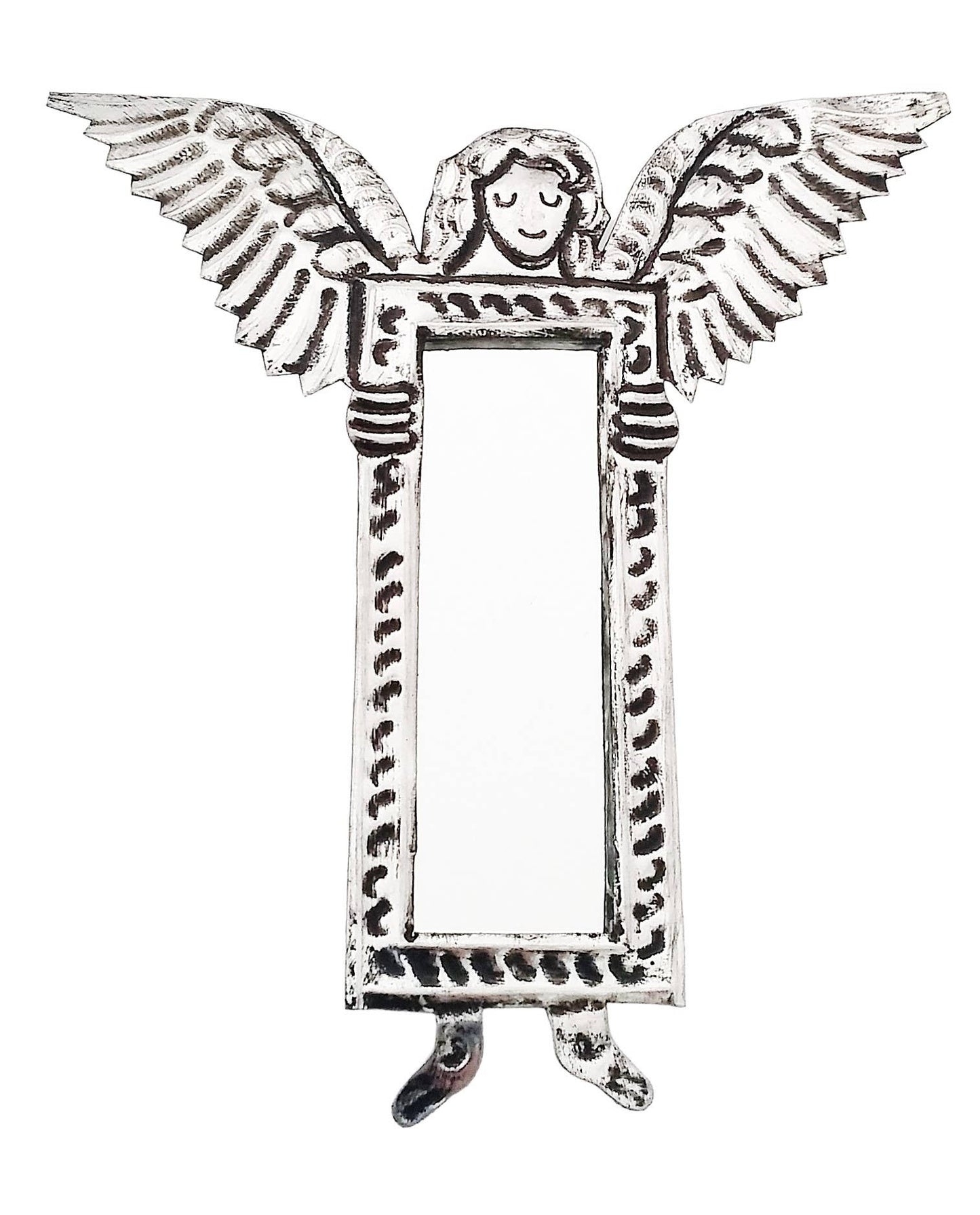 Mexican Tin Milagros - Small Angel Mirror Ex Voto