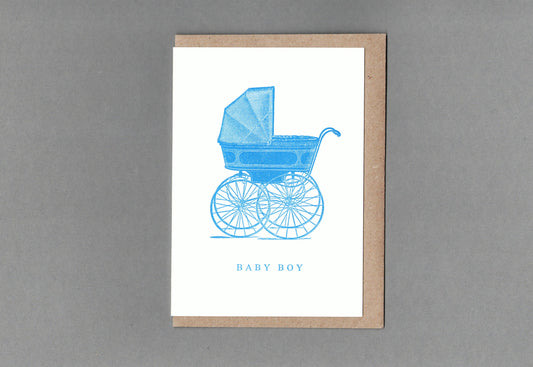 Baby Boy & Girl Pram - Eco Friendly Letterpress Greeting Card