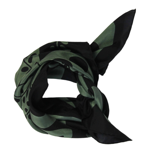 Khaki Peace and Love - Mini Square Silk Scarf