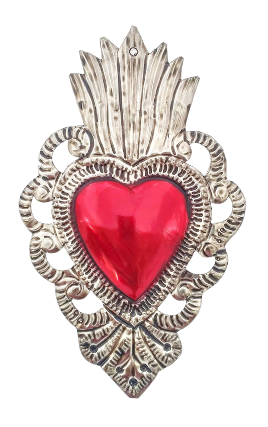 Tin Heart Milagros Hanging Ornament