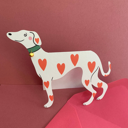 Loveheart Whippet Greetings Card