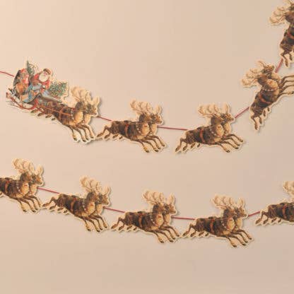 Mamelok Santa sleigh and reindeer die-cut Christmas garland