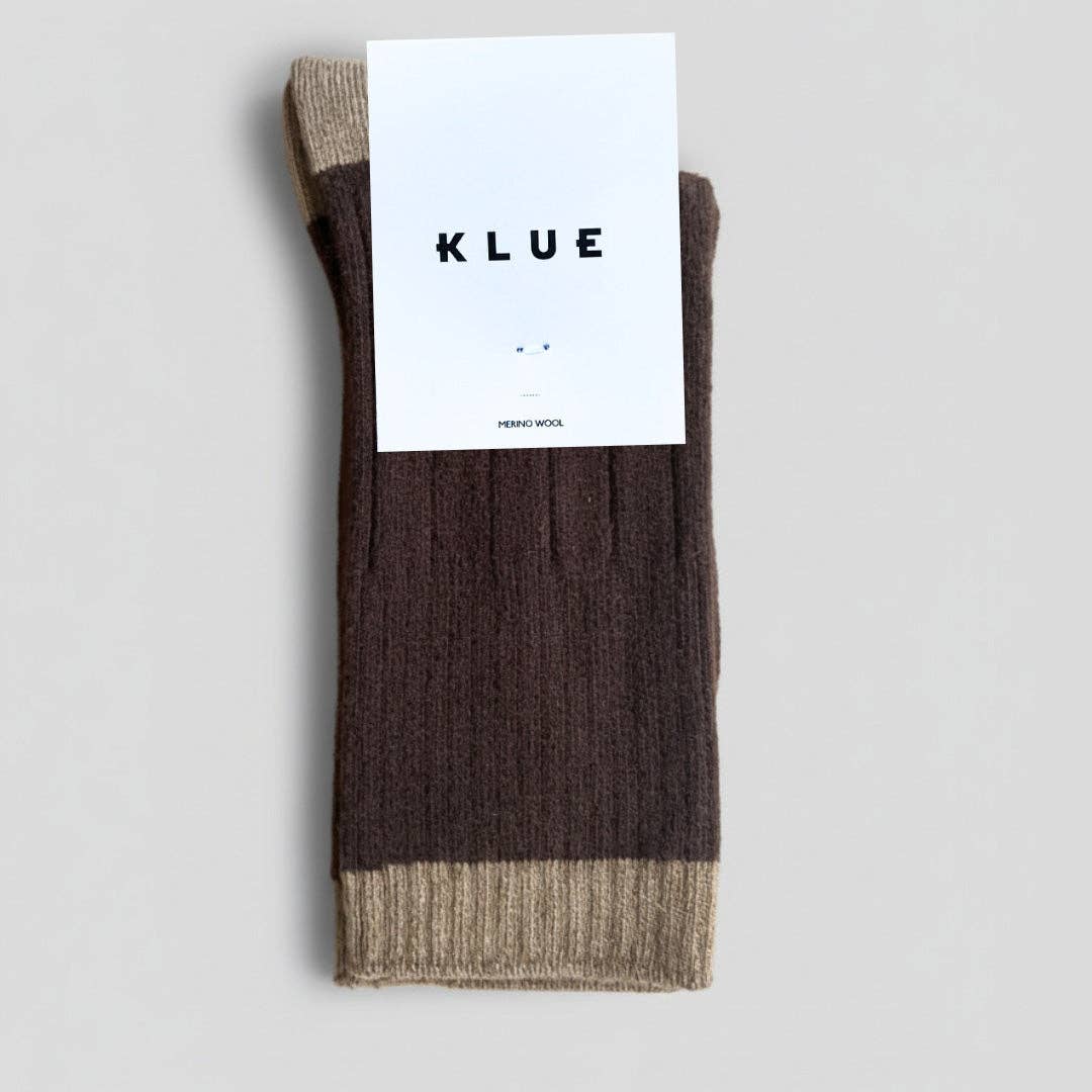 KLUE Merino Wool Socks- Brown & Caramel