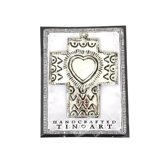 Mexican Tin Milagros- Cross With Mirror