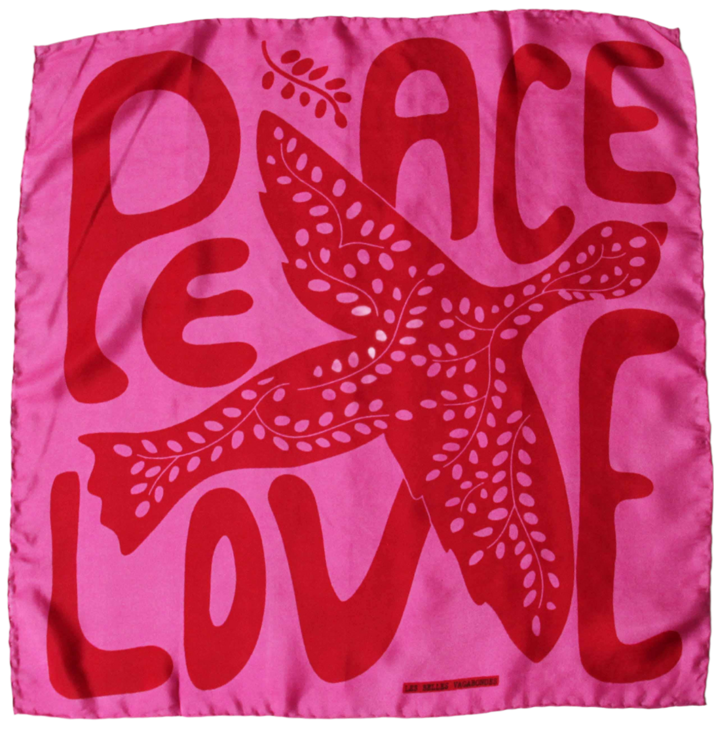 Peace & Love Fuchsia Mini Square Silk Scarf