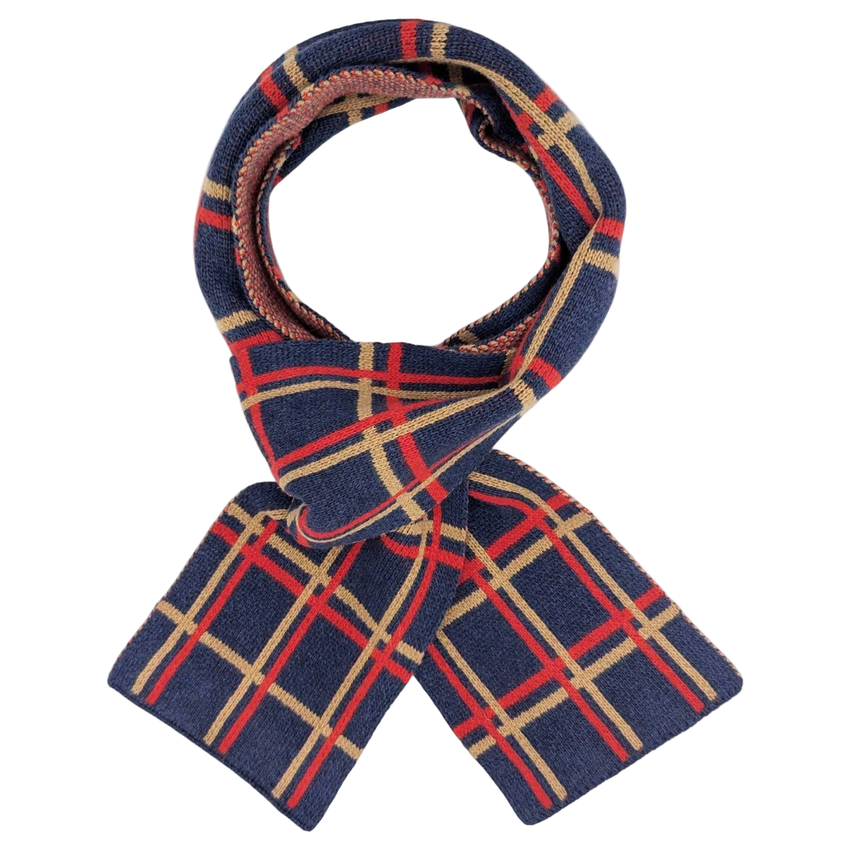 Navy Plaid Lambswool Scarf