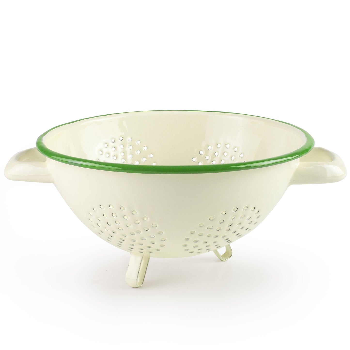 Enamel Colander - Cream & Green