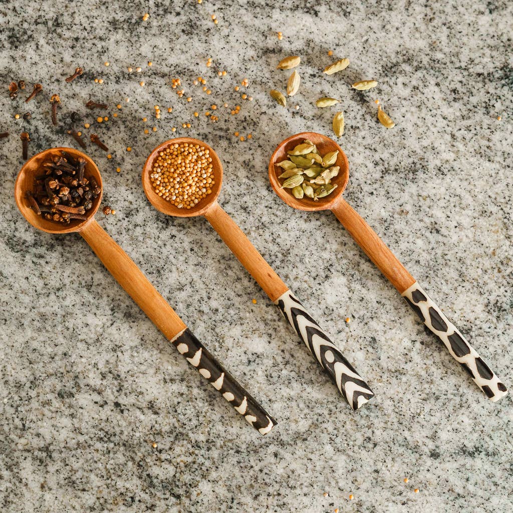 Olive Wood Batik Condiment Spoon